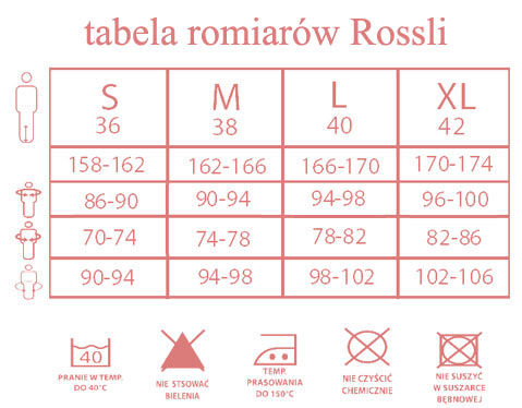 tabela rozmiarów - bielizna Rossli