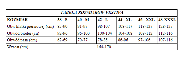 tabela rozmiarów - bielizna Vestiva