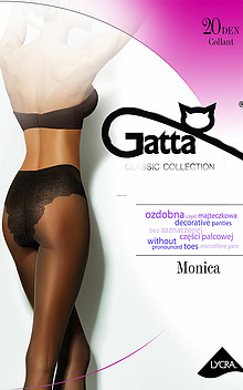 Rajstopy z koronkowymi majteczkami Monica, kolor czarny firmy Gatta
